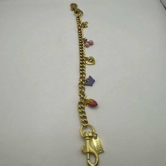 Faux Designer Faux Gold Charm Purse Chain with Colorful Charms NWOT - Picture 5 of 6